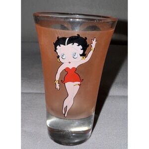 Vintage Betty Boop Shot Glass Red Dress Cartoon Collectible Barware